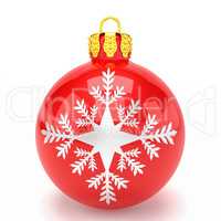 3d render - red christmas bauble over white background
