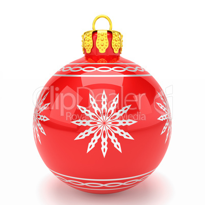 3d render - red christmas bauble over white background