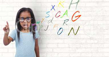 girl speaking with colour letters coming up from mouth