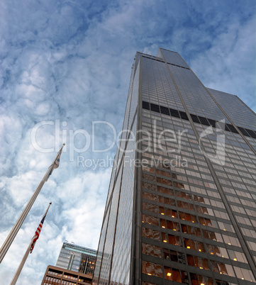 bottom view of Willis Tower