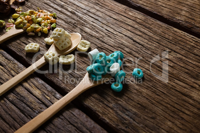 Various breakfast in spoon