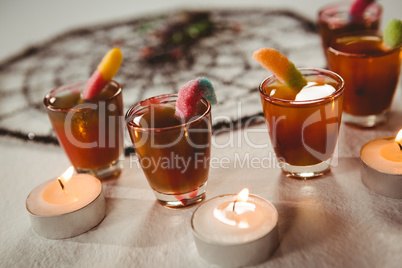 Drinks with candles with decoration