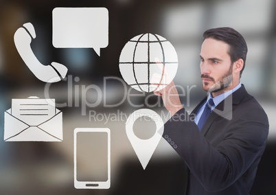 businessman using contact icon interface