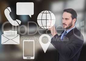 businessman using contact icon interface