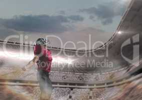 american football  player standing in stadium