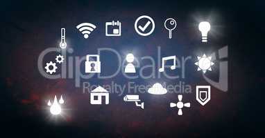 Icons interface of Internet Of Things over blue red background