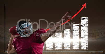 american football  player standing in stadium throwing the ball