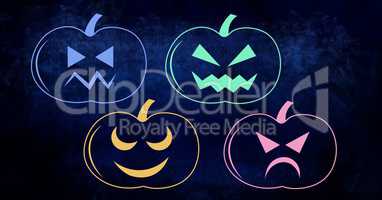 Colorful pumpkins halloween illustrations