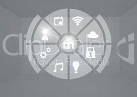 Icons interface of Internet Of Things over grey background