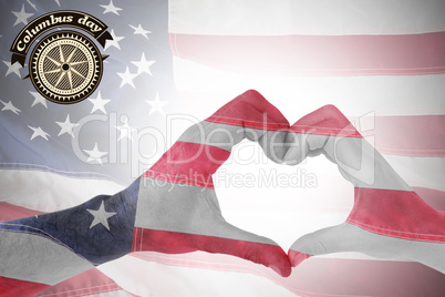 Composite image of couple making heart shape with hands
