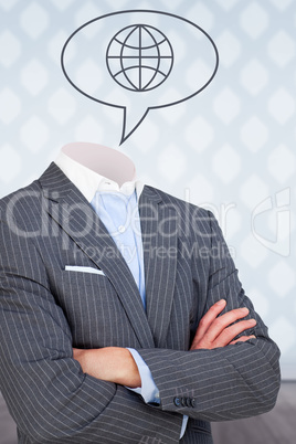 Composite image of headless businessman in suit standing with arms crossed