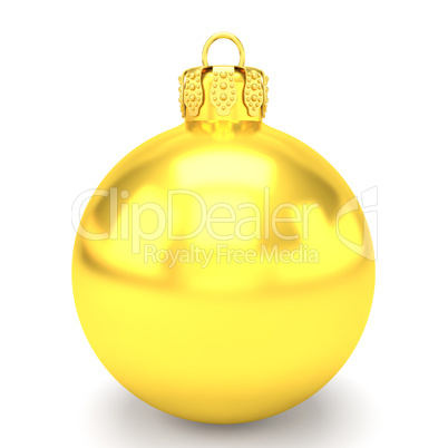 3d render - golden christmas bauble over white background