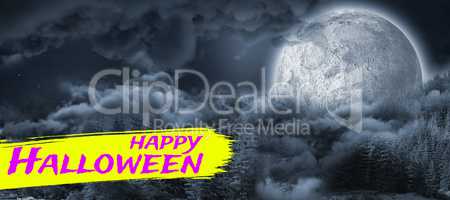 Composite image of digital image of happy halloween text