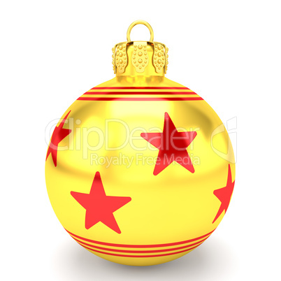 3d render - golden christmas bauble over white background