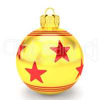 3d render - golden christmas bauble over white background