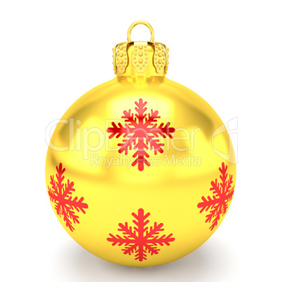 3d render - golden christmas bauble over white background
