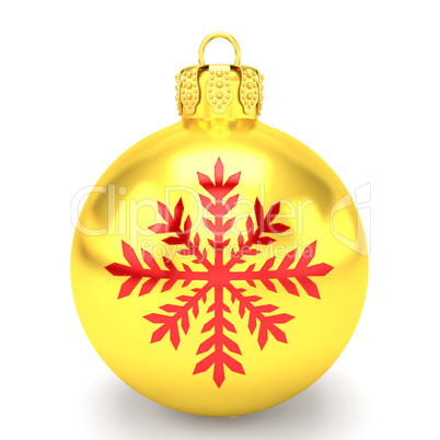 3d render - golden christmas bauble over white background