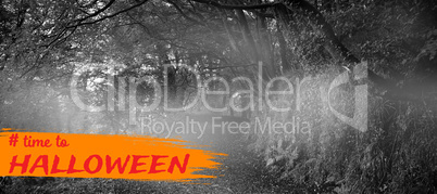 Composite image of graphic image of time to halloween text