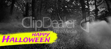 Composite image of digital image of happy halloween text