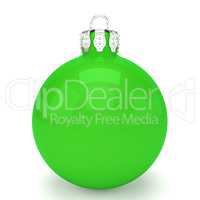 3d render - green christmas bauble over white background