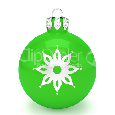 3d render - green christmas bauble over white background