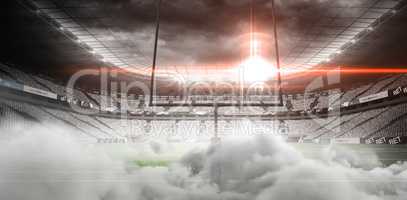 Digital image of goal post at American football stadium