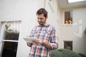 Man using digital tablet