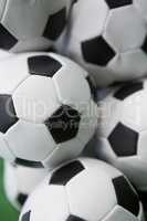 Stacked football soccer balls