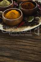 Various type of spices in bowl