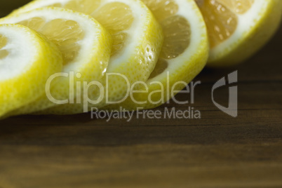 Sliced lime on wooden table