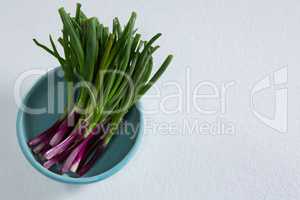 Scallions in bowl