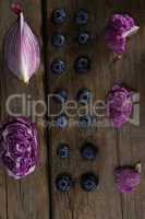 Various vegetable arranged on wooden table