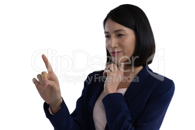 Businesswoman using invisible screen