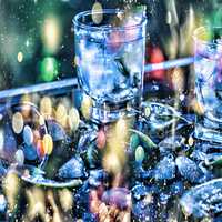 New Year, Christmas. Closeup vodka