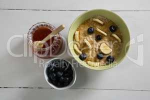 Healthy breakfast on white background