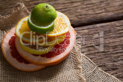 Stack of various citrus slices