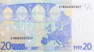 Twenty euro banknote, back side.