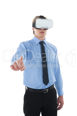 Businessman gesturing using wearable computer