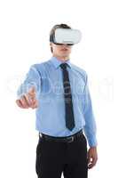Businessman gesturing using wearable computer