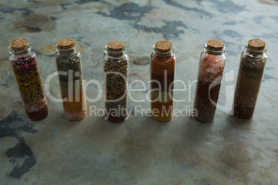 Bottles of various spices