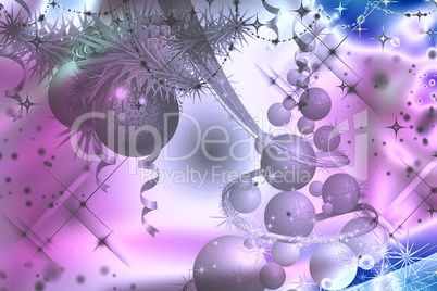 Colorful Christmas background with snowflakes and stars