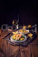 salmon with butter fried potato puree and salad
