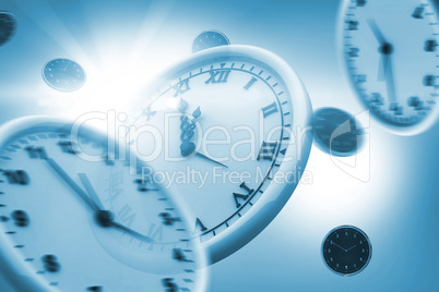 Digital composite image of wall clocks