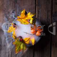 autumn leaves in the mist