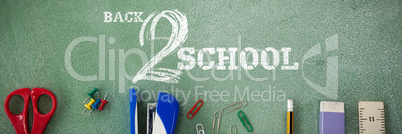 Composite image of back to school text on white background