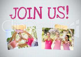 Join us text and Breast Cancer Awareness Photo Collage
