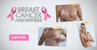 Learn more button with text on Breast Cancer Awareness Photo Collage