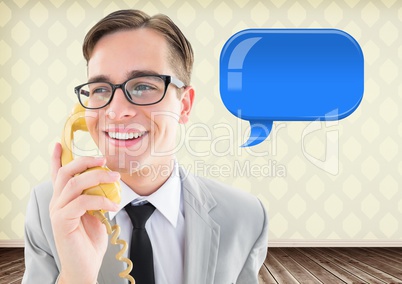 man on phone with shiny chat bubble