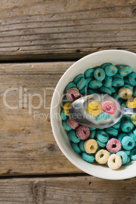 Cereal rings soaked in milk