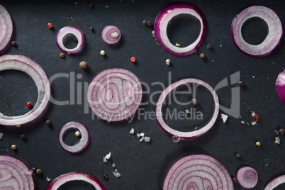 Onions in baking tray